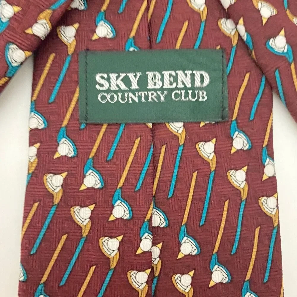 #5633 Maroon Sky Bend Country  Golf Club Mens Necktie, Tie 55X4